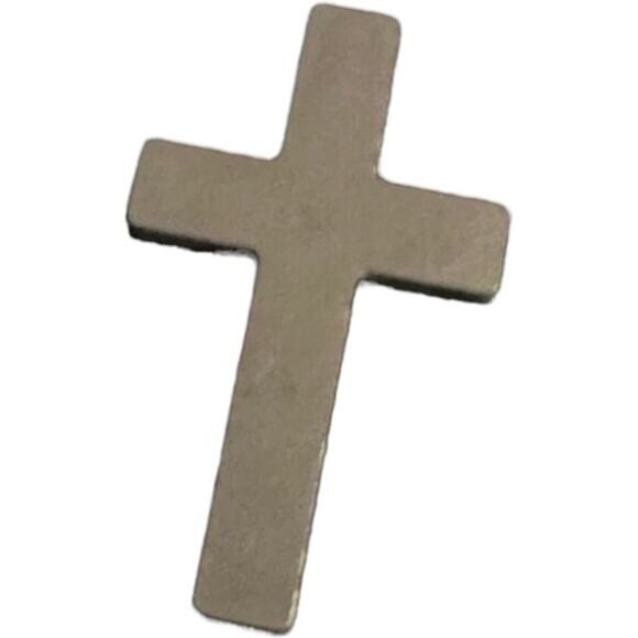 Vintage Catholic God Loves You Silver Tone Pocket Cross Medal 1.5" - Picture 5 of 6